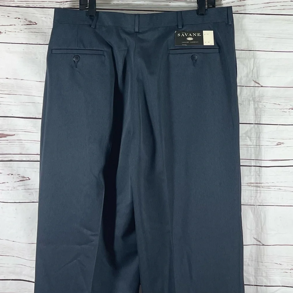 Savane Pants Mens Size 38x32‎ Grayish Blue Pleated Front Dress Pants